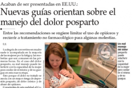 Nuevas guías orientan sobre el manejo del dolor posparto/ Dr. José Andrés Poblete, El Mercurio.