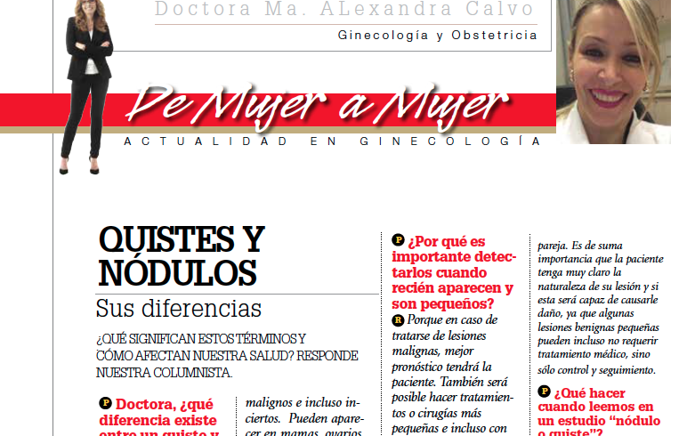 Quistes y nódulos/ Dra. Alexandra Calvo, De Mujer a Mujer.