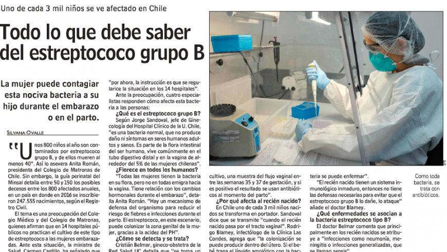 Todo lo que debe saber del streptococo grupo B/ Dr. Cristian Belmar, Las Últimas Noticias.